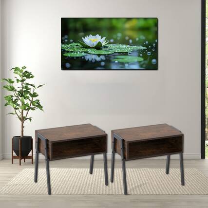 Front. Hivvago - Two-Piece Modern Nightstand Set with Stackable Design and Versatile Use - Brown.