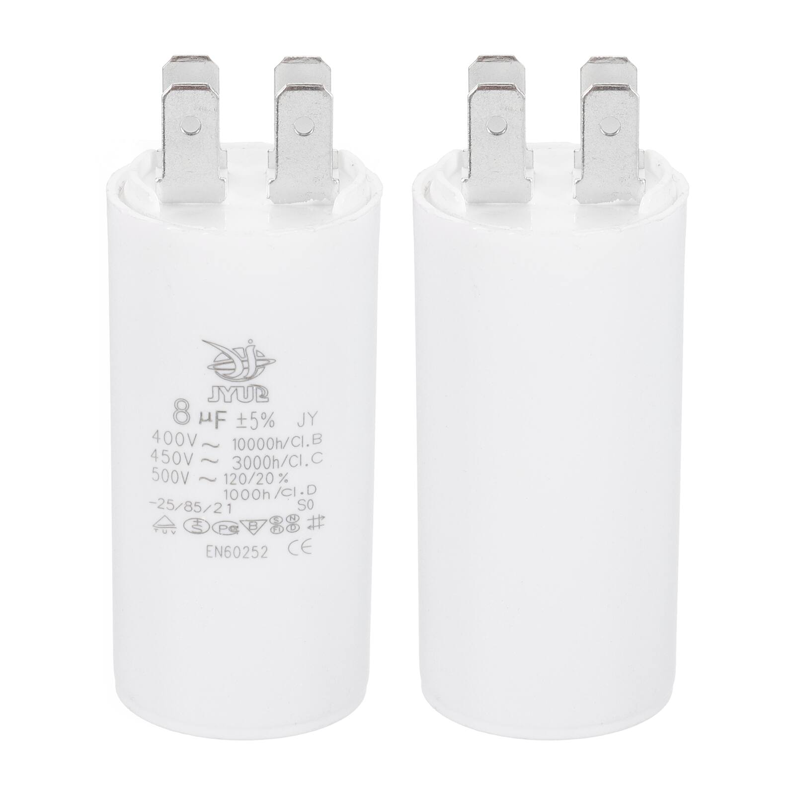 8 µF ±5% JY  
400V ~ 10000h/CI.B  
450V ~ 3000h/CI.C  
500V ~ 120/20% 1000h/CI.D  
-25/85/21  
EN60252 CE