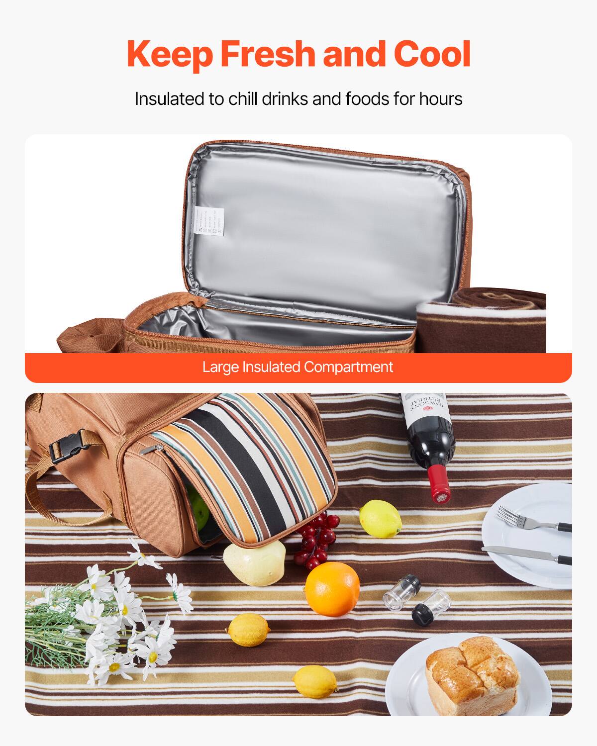 Keep Fresh and Cool

Insulated to chill drinks and foods for hours

Large Insulated Compartment