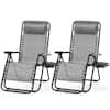 Front. U-HOMY - Zero Gravity Reclining Lounge Chair Set of 2 Outdoor Folding Recliners with Cup Holder and Weather Resistant Fabric - Ice Grey.