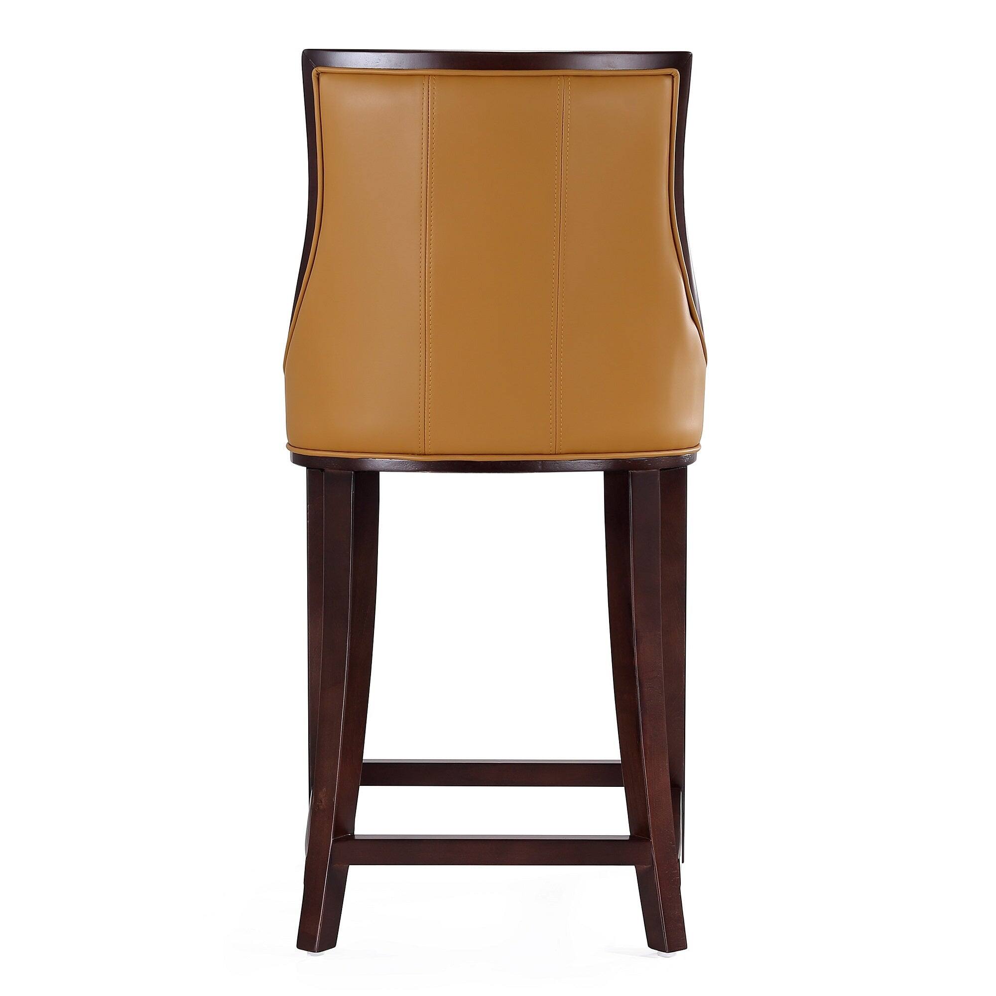 Alt View 4. Manhattan Comfort - Fifth Avenue Traditional Wood Upholstered Counter Stool - Set of 3 - Camel.