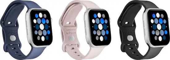 Best Buy essentials Silicone Band for Apple Watch 38mm 40mm 41mm and 42mm Series 10 3 Pack Navy Blue Pink and Black BE AWB41SIL3BP Best Buy