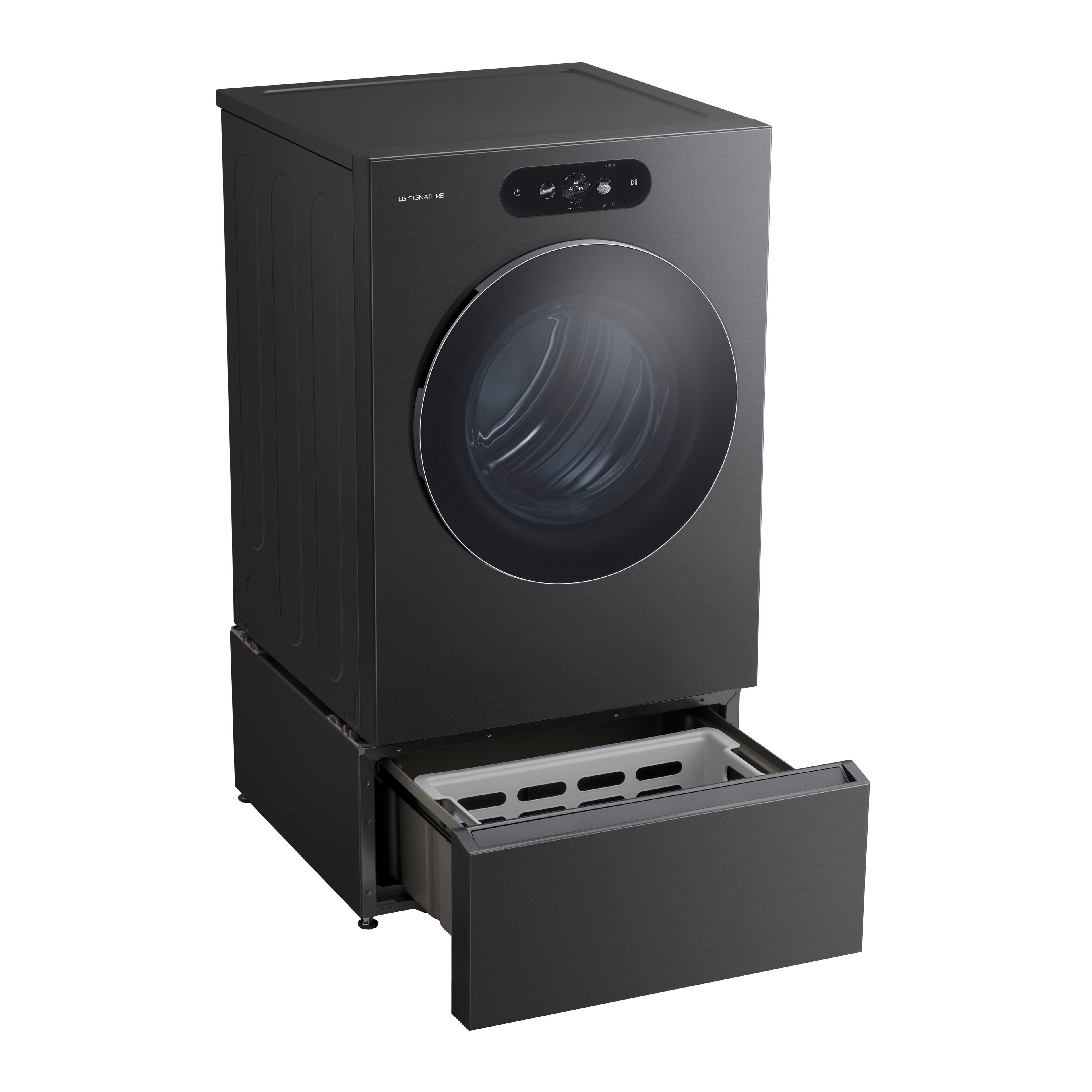 Alt View 7. LG - SIGNATURE 29" Laundry Pedestal with Storage Drawer - Brushed Black Steel.