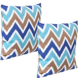 Sunnydaze - Outdoor Square Decorative Throw Pillow - Set of 2 - Chevron Bliss