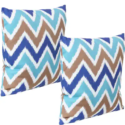 Front. Sunnydaze - Outdoor Square Decorative Throw Pillow - Set of 2 - Chevron Bliss.