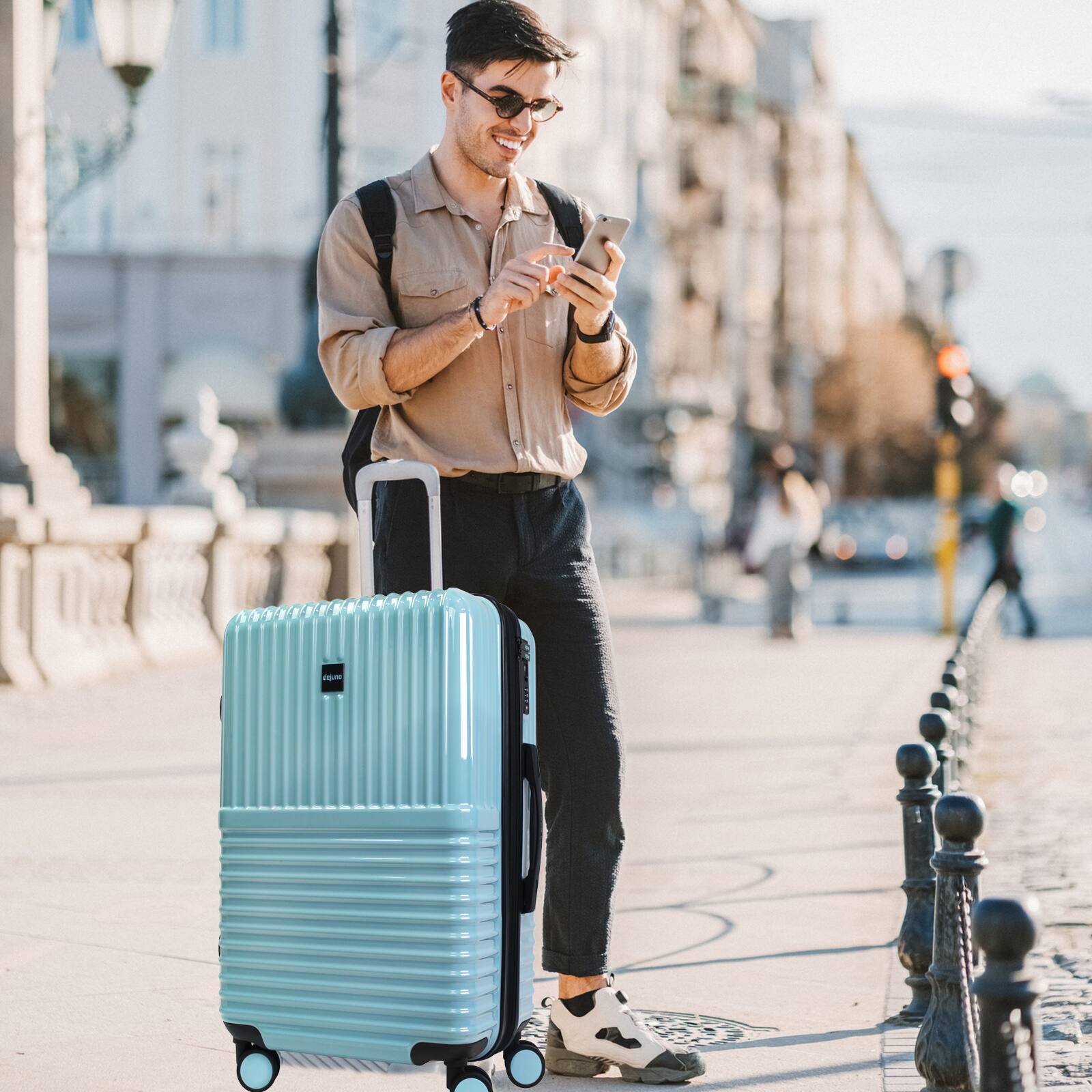Angle. World Traveler - Tonal 28-Inch Lightweight Polycarbonate Expandable Spinner Luggage with TSA Lock - Glacier.