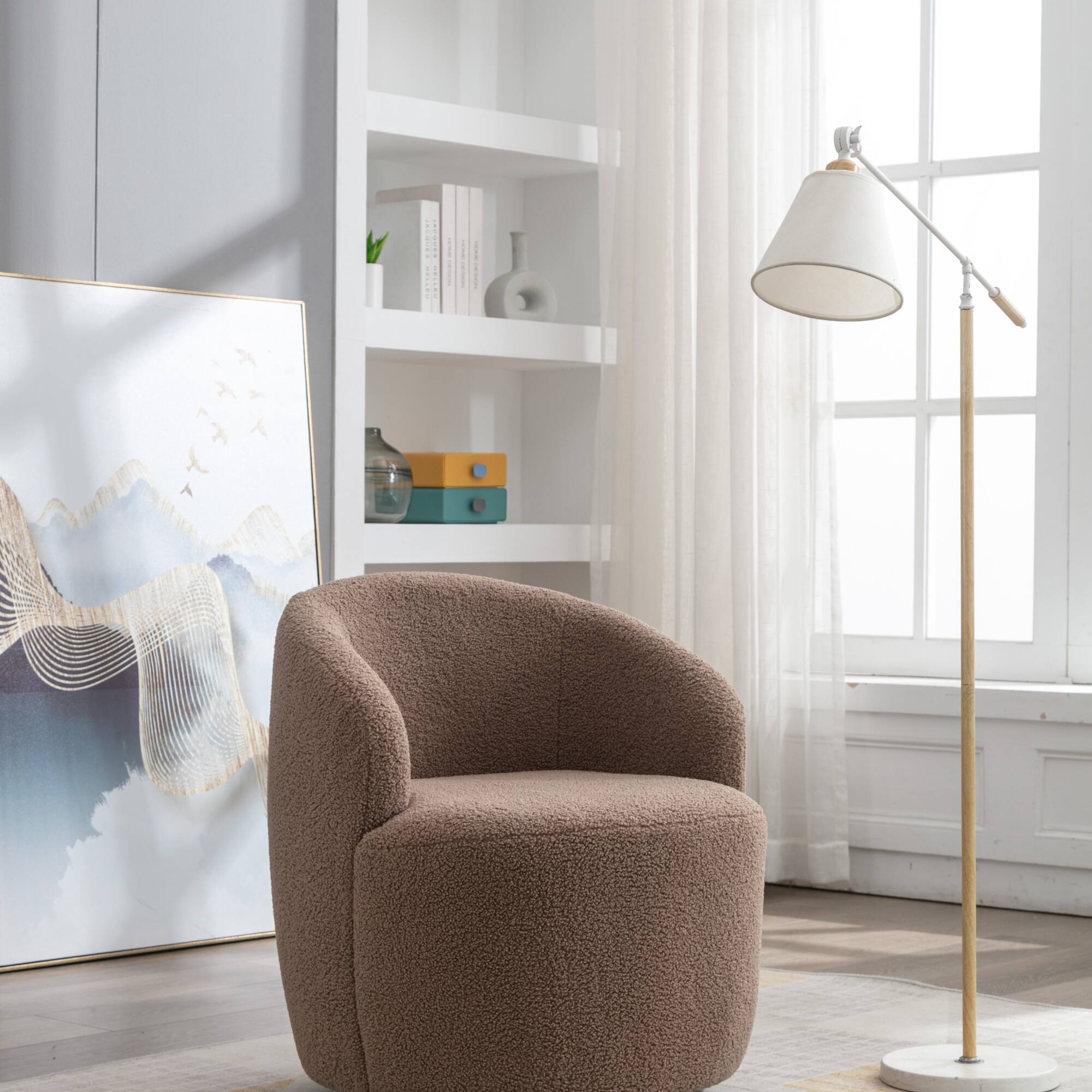 Alt View 2. GOODSILO - Plush Swivel Accent Armchair with Ergonomic Design and 360-Degree Rotation for Modern Interiors - Coffee.