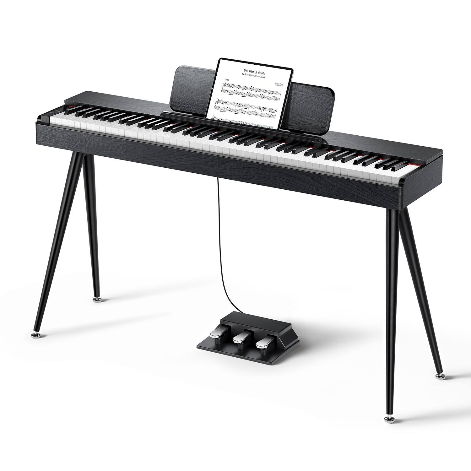 Left. Donner music - Donner OURA™ S100 88-Key Graded Hammer Weighted Digital Piano - Black.