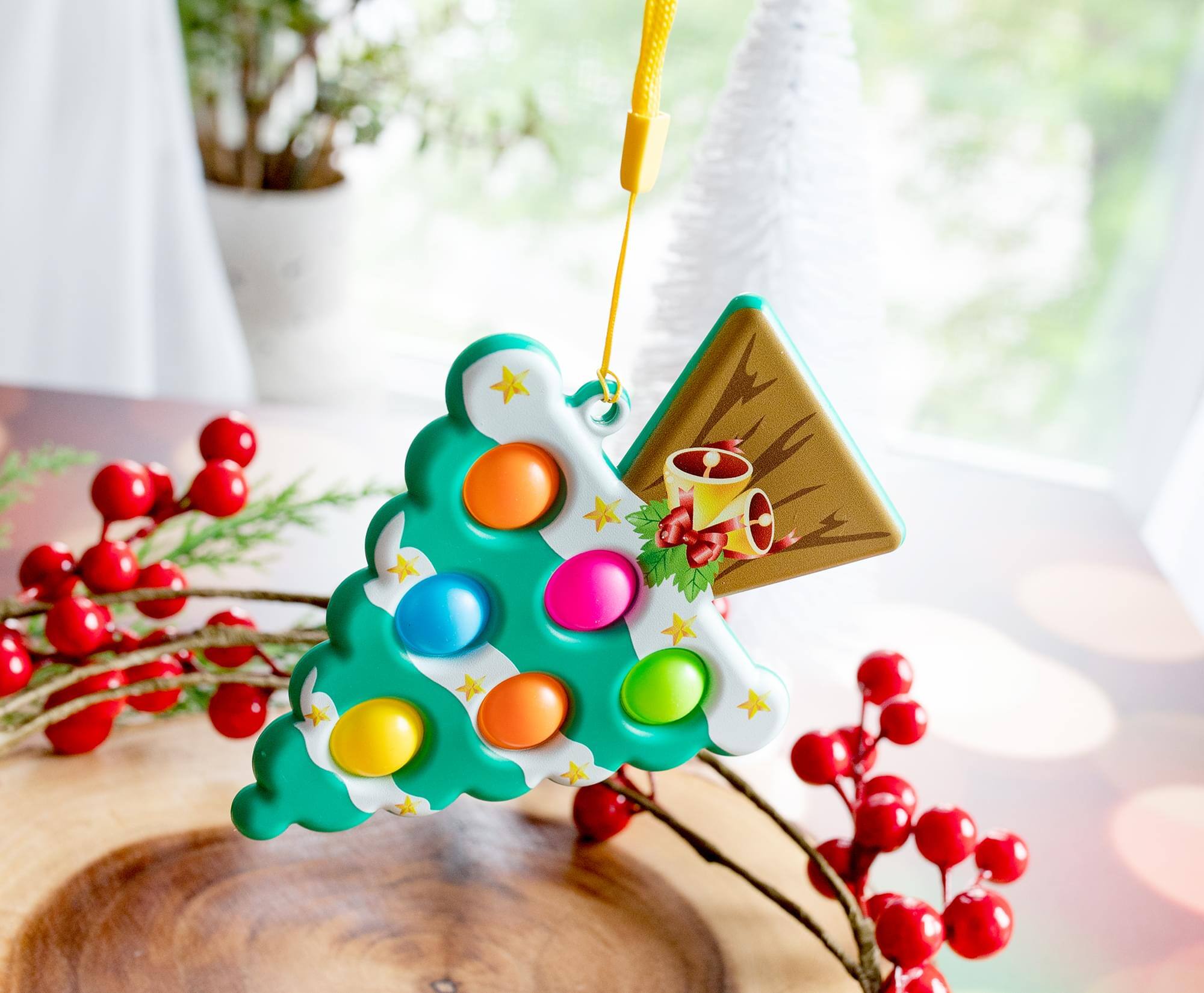 Alt View 4. Toynk - Pop Fidget Toy Holiday Tree 6-Button Bubble Popping Game - Green.