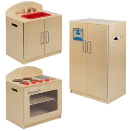 Emma + Oliver - Children's Wooden Kitchen Set-Stove/Sink/Refrigerator for Commercial or Home Use - Natural