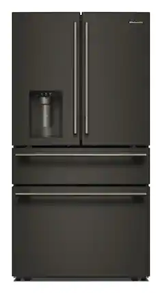 Front. KitchenAid - 29 Cu. Ft. French Door Refrigerator with Exterior Water and Ice and FreshChill Full-Width Refrigerated Drawer - Black Ore.