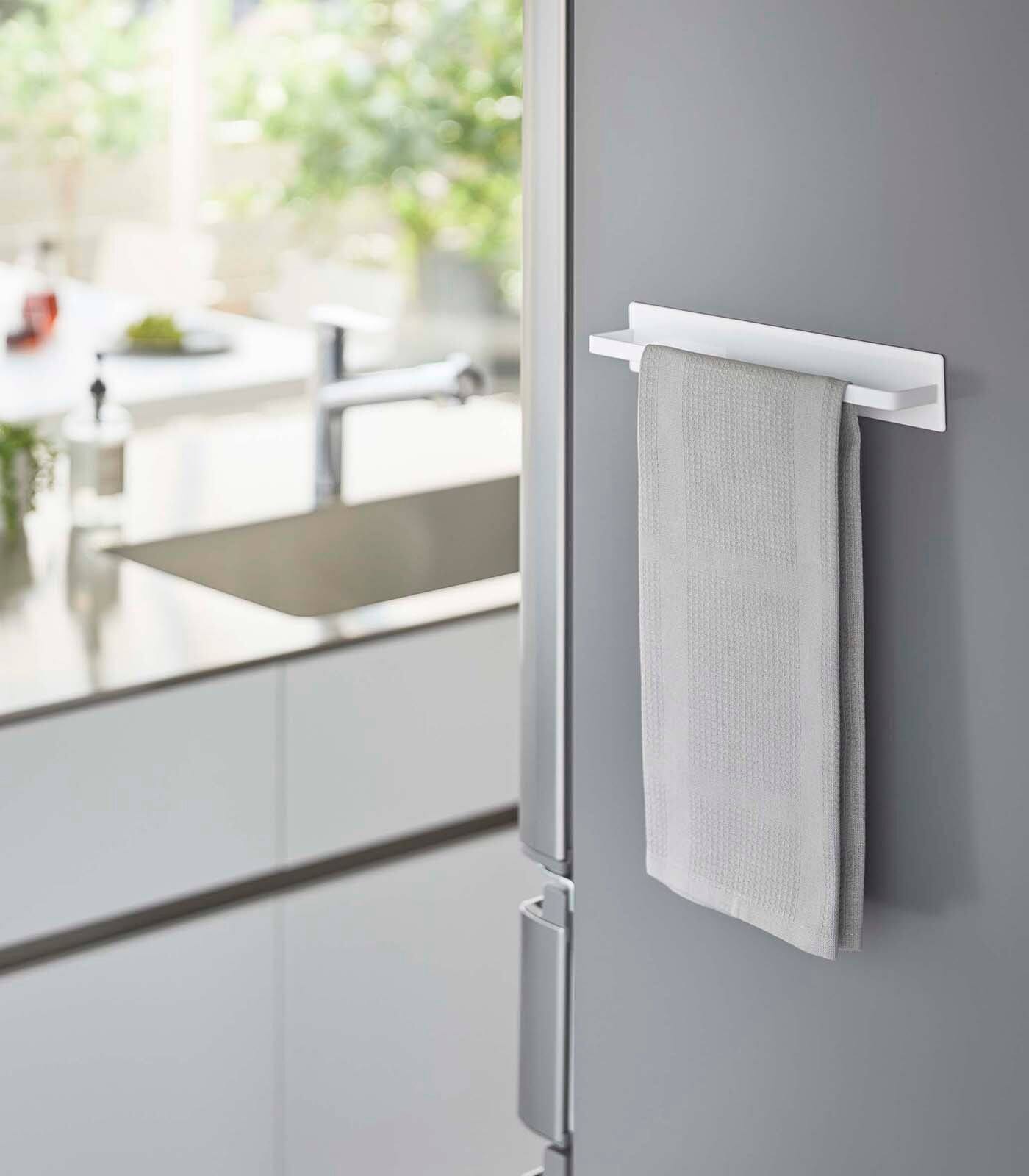 Left. Yamazaki Home - Magnetic Kitchen Towel Hanger - Steel - Black.