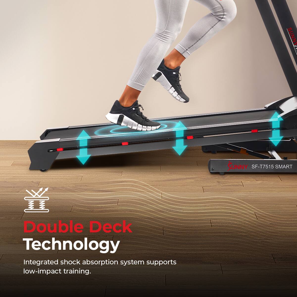 SUNNY SF-T7515 SMART Double Deck Technology Integrated shock absorption system supports low-impact training.