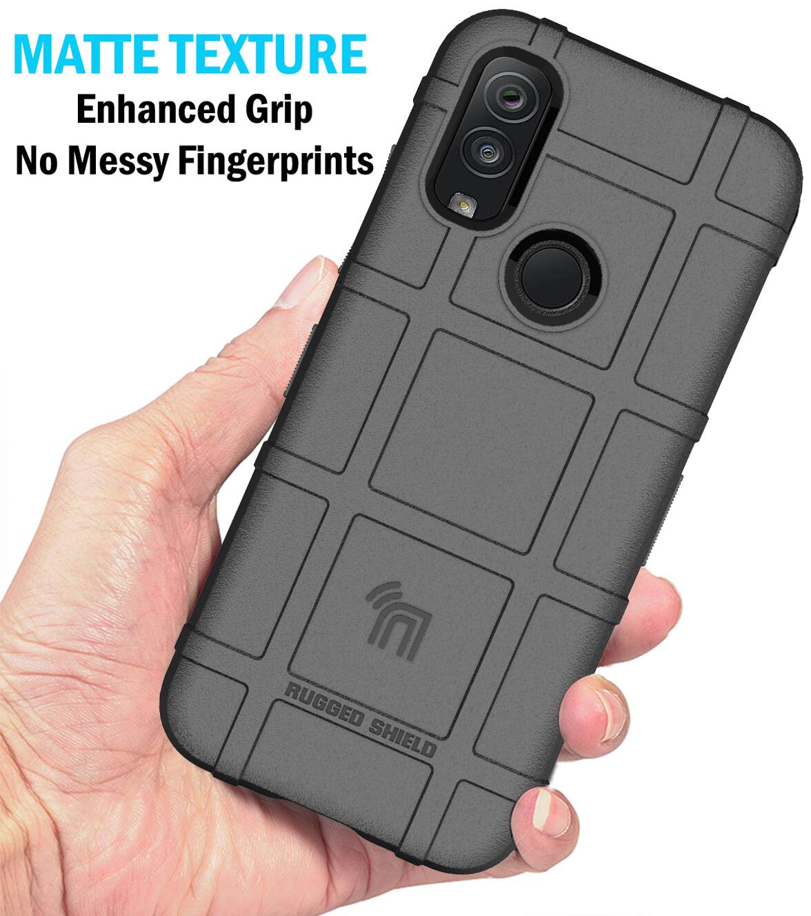 MATTE TEXTURE  
Enhanced Grip  
No Messy Fingerprints  

RUGGED SHIELD