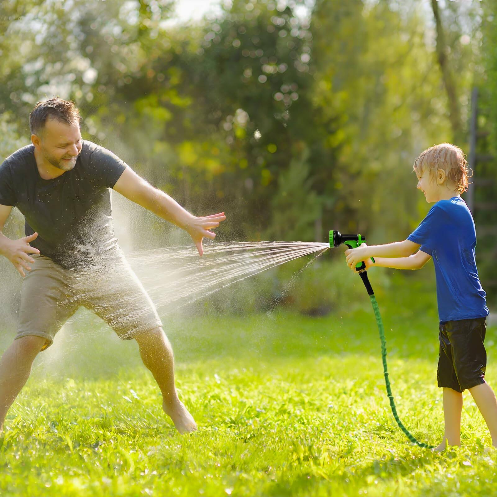 Alt View 3. JETRANSPORT - Garden Hose 100 Ft Non-expanding 10 Functional Nozzles Anti-kink Heavy Duty Flexible Water 100 Suitable For Ou - Green 75ft.