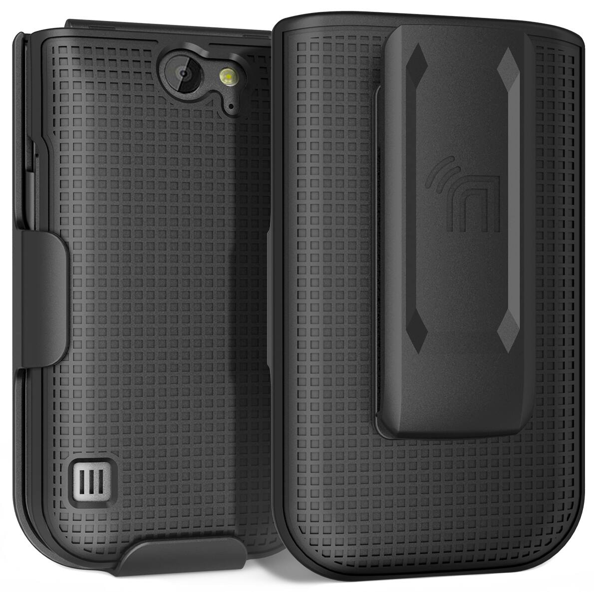 Alt View 3. Nakedcellphone - Case and Belt Clip Holster Combo for Nokia 2720 V Flip Phone - Black.