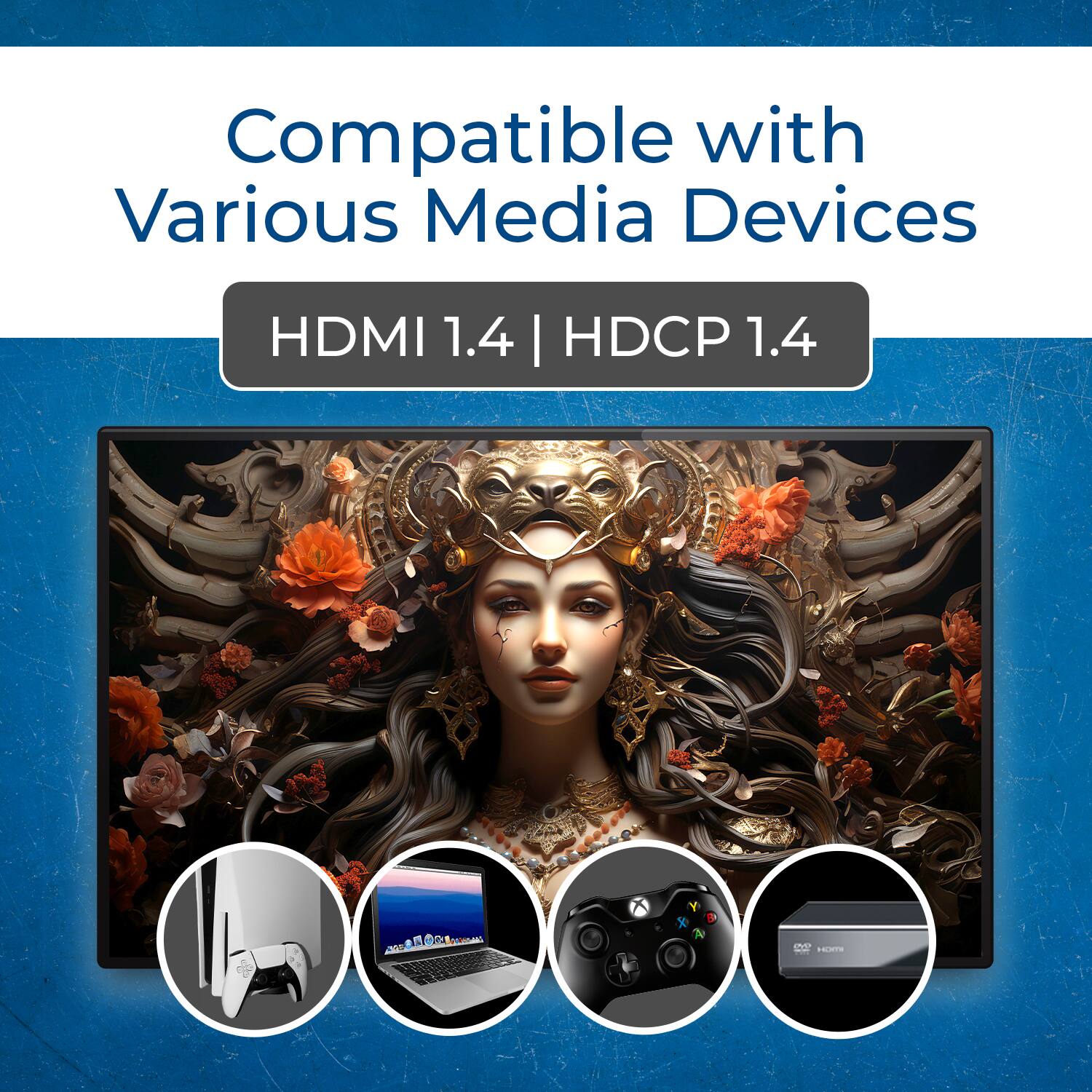 Compatible with Various Media Devices  
HDMI 1.4 | HDCP 1.4