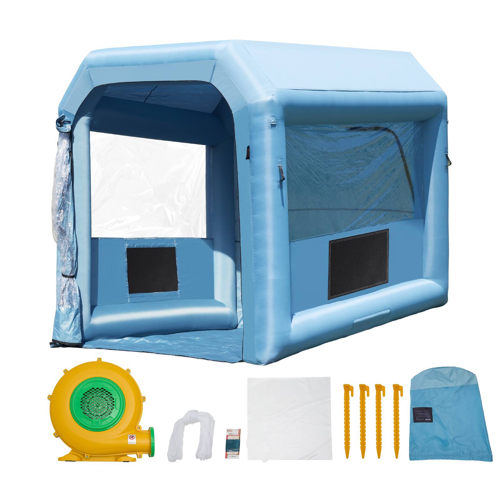 Alt View 5. VEVOR - Portable Inflatable Painting Enclosure, Dimensions 9.8 x 8.2 x 8.2 ft, Equipped with 550W Air Blower and Air Filtration - Blue.