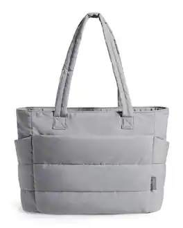 Bagsmart - Bubble 20L Puffy 15.6" Laptop Work Tote Bag, Lightweight Water-Resistant Puffer Travel Shoulder Bag for Women - Gray