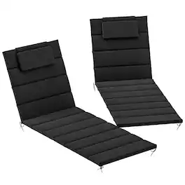 Outsunny - Chaise Lounge Cushion Set of 2, Outdoor Lounge Chair Cushion Set, UPF50+ 230gsm Olefin - Black