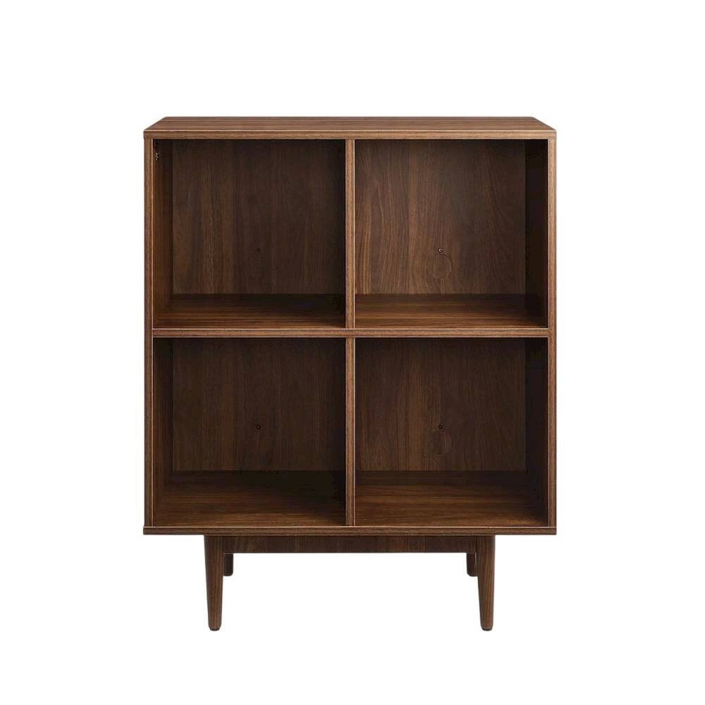 Left. FurniFact - Record Player Stand with Vinyl Storage - Walnut.