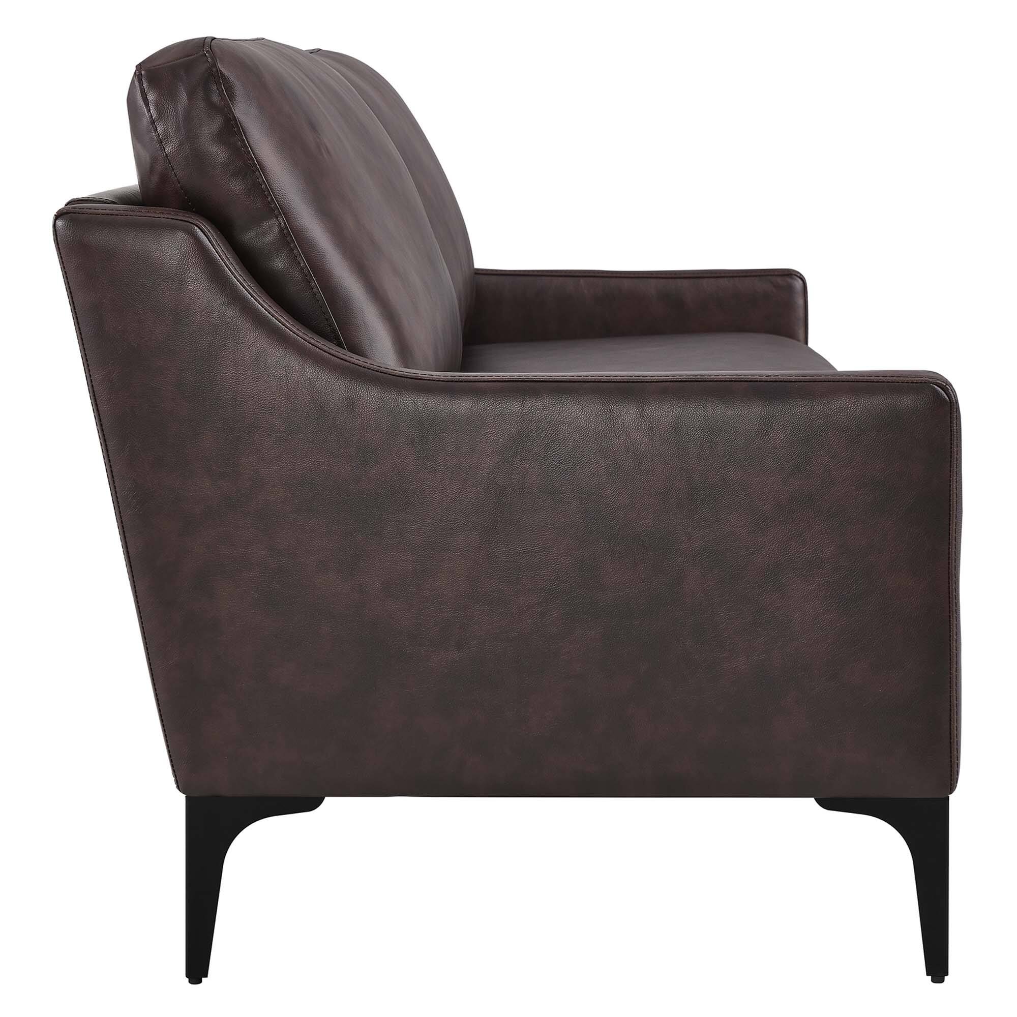 Alt View 1. Modway - Corland Leather Sofa by Modway - Brown.