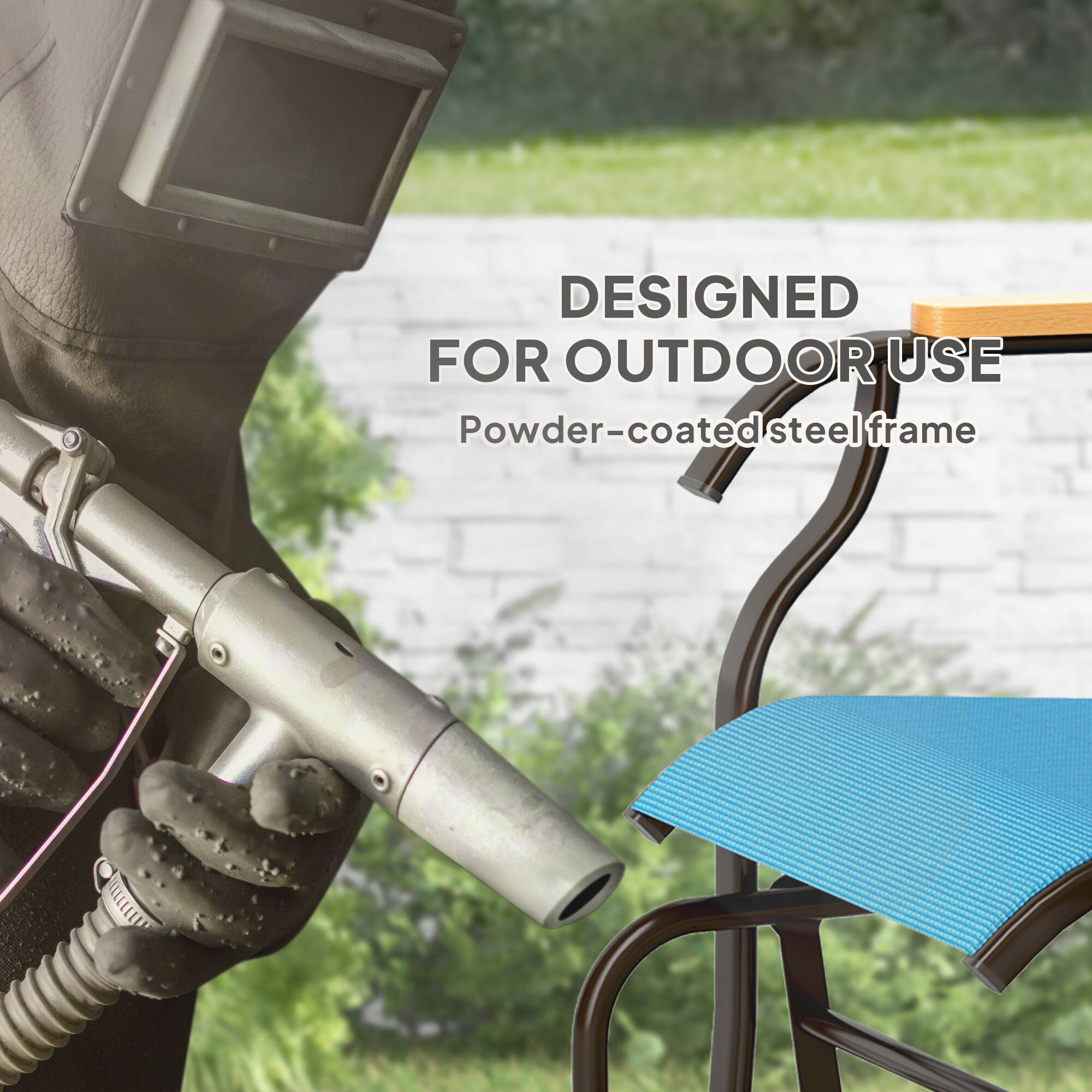 DESIGNED FOR OUTDOOR USE Powder-coated steel frame