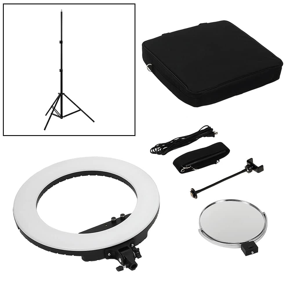 Fotodiox - Selfie Starlite Vlog Pro Light - Black 18in Bi-Color Dimmable LED Ring Light Premium Kit