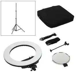 Fotodiox - Selfie Starlite Vlog Pro Light - Black 18in Bi-Color Dimmable LED Ring Light Premium Kit