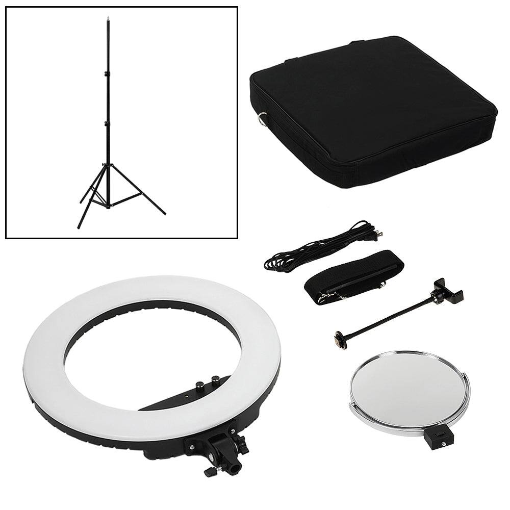 Front. Fotodiox - Selfie Starlite Vlog Pro Light - Black 18in Bi-Color Dimmable LED Ring Light Premium Kit.