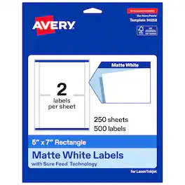 Avery - Avery® Matte Rectangle Labels, 5" x 7", 500 Labels - White