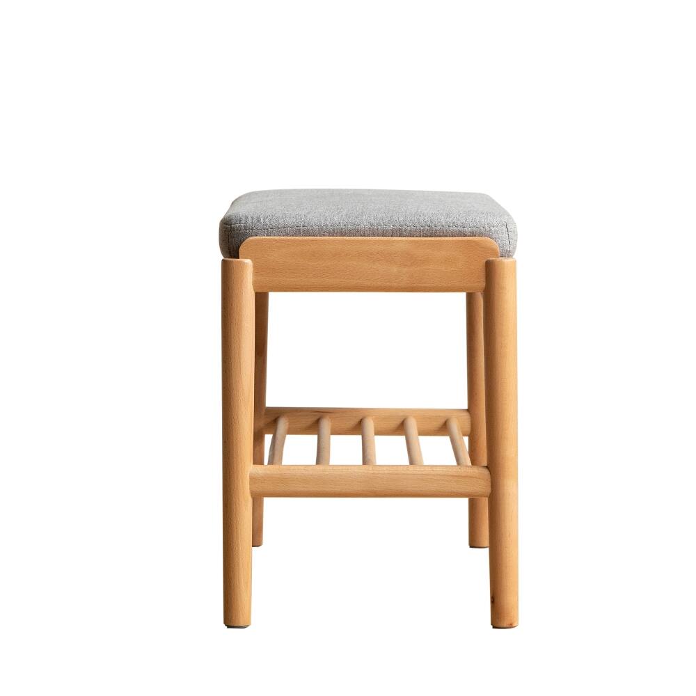 Angle. Ropilly - Ropilly Solid Wood Shoe Bench Mid-Century Modern Entryway Storage Bench with Gray Cushion for Small Spaces 24 Inch - Gray.