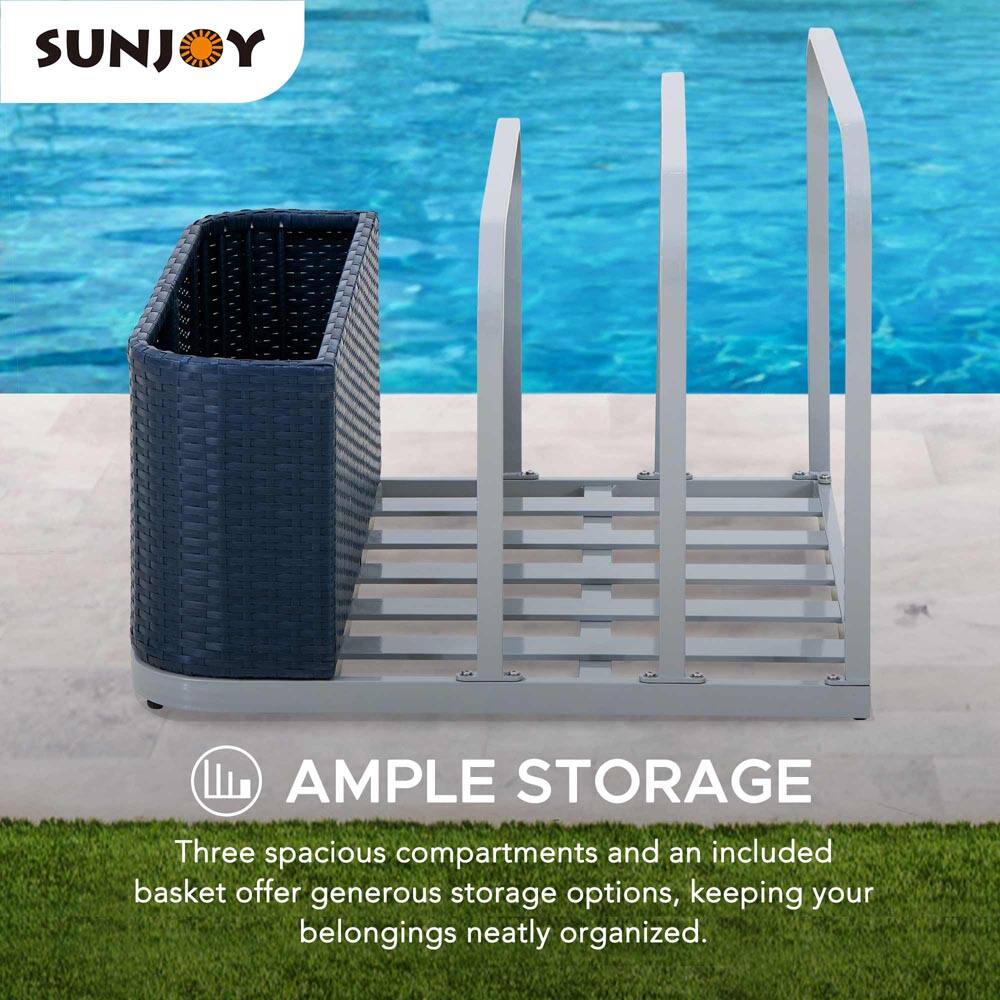 SUNJOY

AMPLE STORAGE

Three spacious compartments and an included basket offer generous storage options, keeping your belongings neatly organized.