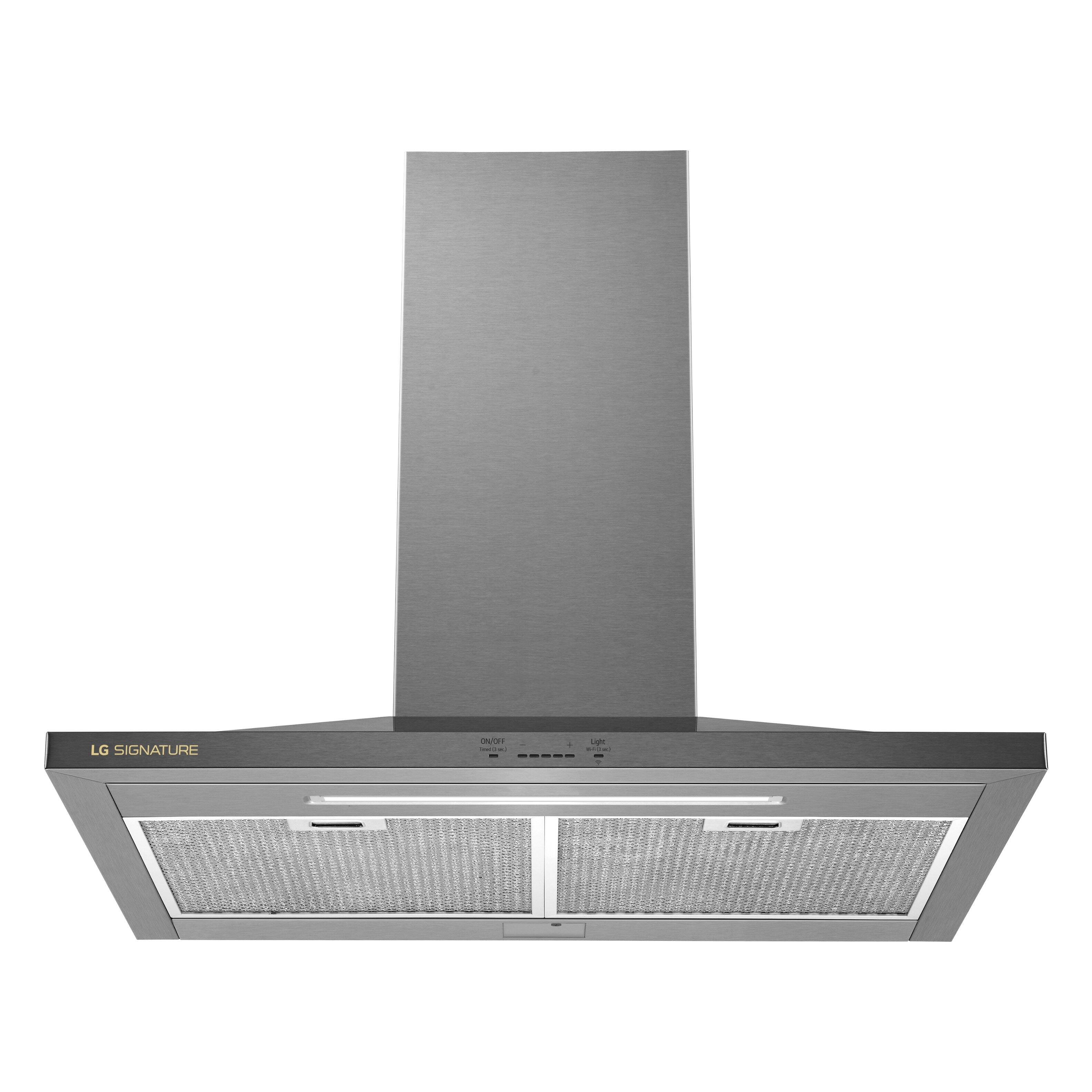 Alt View 3. LG - SIGNATURE 30" Externally Vented Wall Mount Smart Range Hood - Stainless Steel.