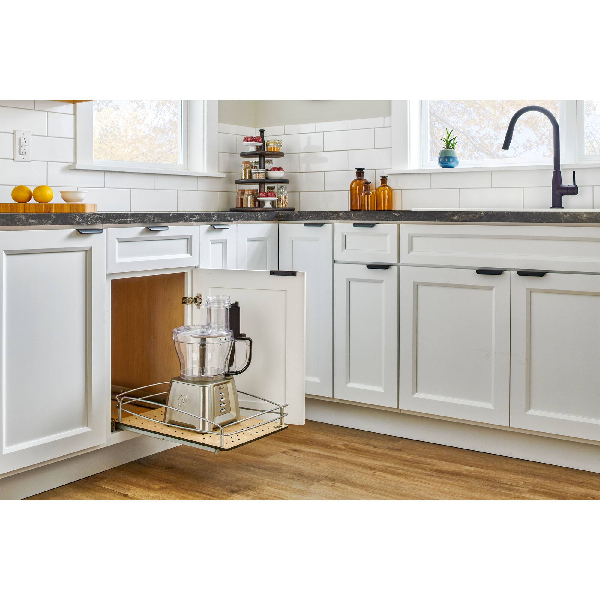 Alt View 10. Rev-A-Shelf - Rev-A-Shelf Solid Bottom Pullout Base Soft-close Cabinet Organizer, 54BK-21SC-1 - Silver.