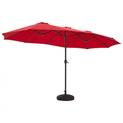 Front. Mondawe - Double-Sided Rectangular Outdoor Twin Patio Market Umbrella - Red.