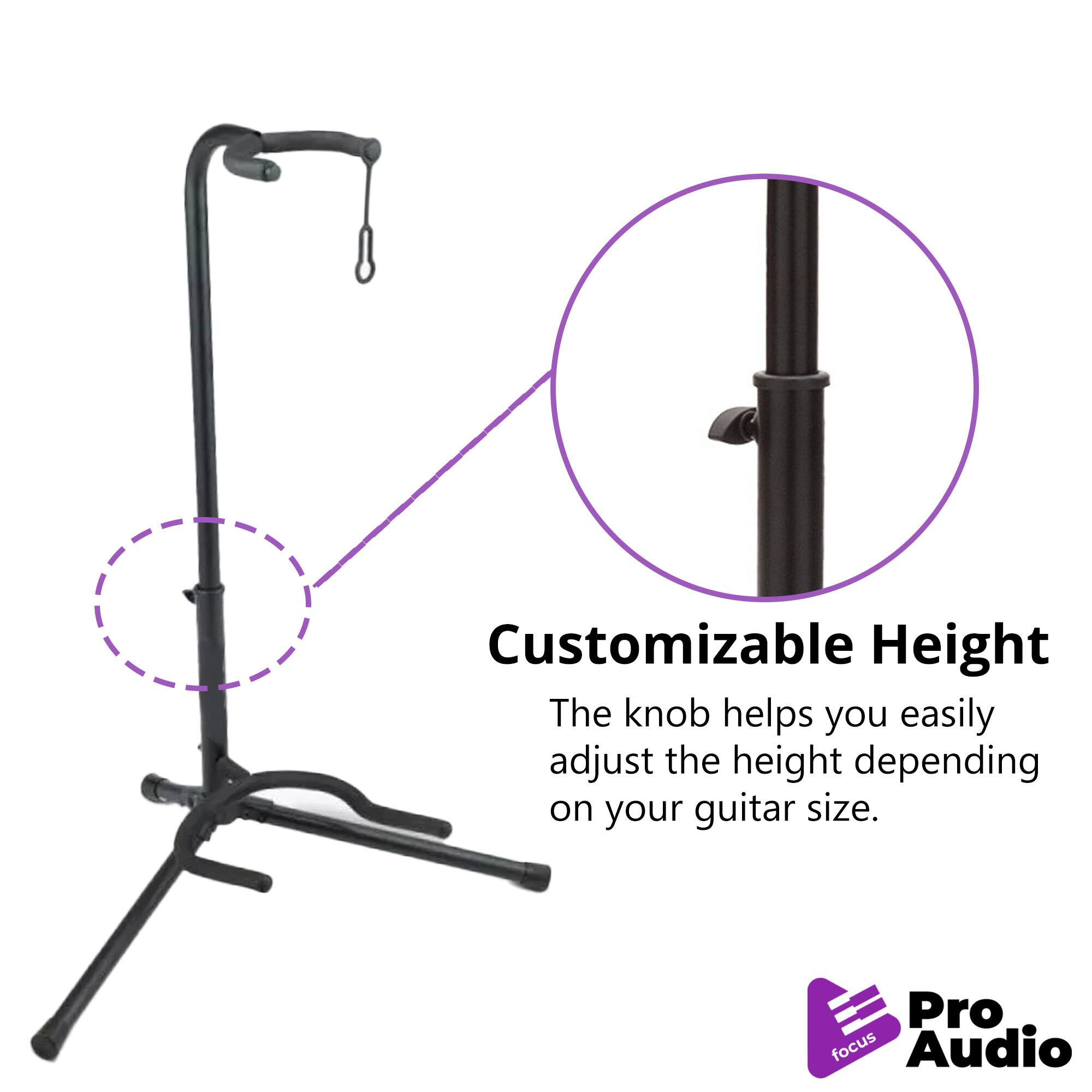 Customizable Height  
The knob helps you easily adjust the height depending on your guitar size.  

Pro Audio