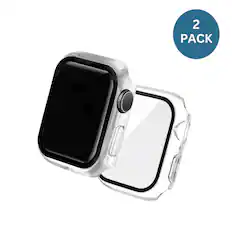 Front. Qixxronics - 2-PACK for Apple Watch Series 10 (46mm) Screen Protector Case, Clear, Full Cover Protection - Clear.