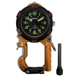 Dakota - Flint Clip-On Survival Watch – Ultimate Adventure Tool with Fire Starter, LED Flashlight & Bottle Opener – - Orange