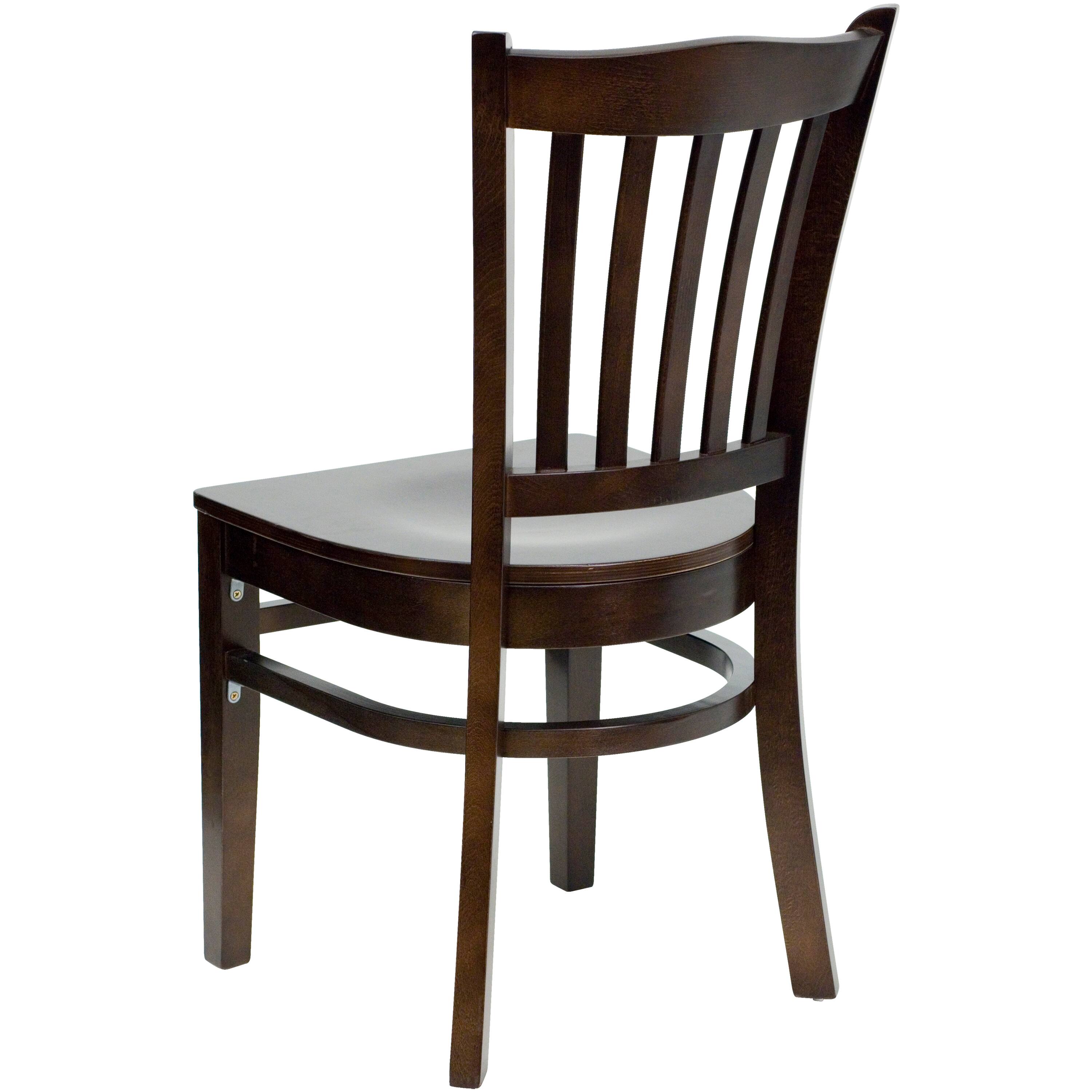Alt View 5. Emma + Oliver - Vertical Slat Back Wooden Restaurant Dining Chair - Walnut Wood Seat/Walnut Wood Frame.