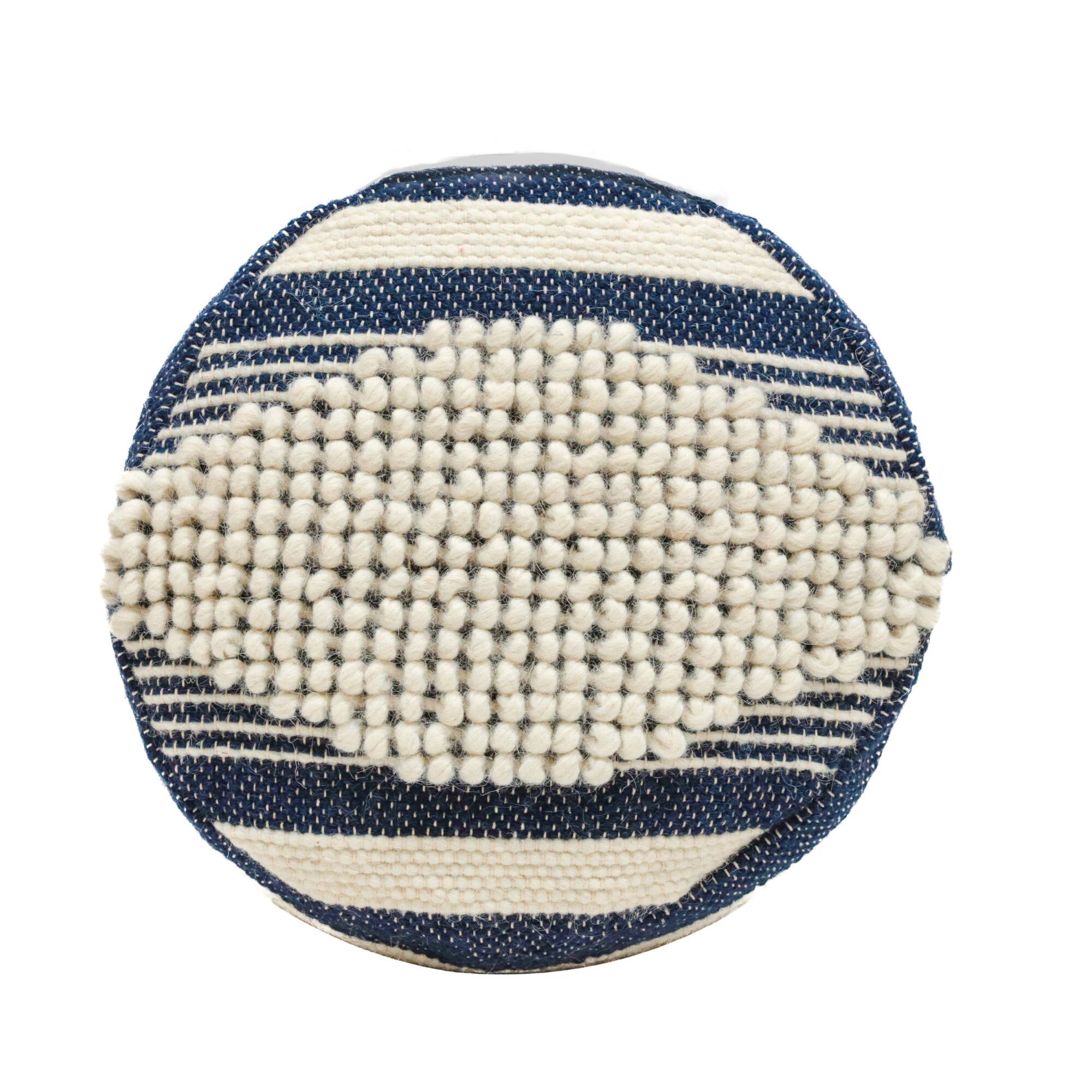 Back. GOODSILO - Handcrafted Fabric Cylindrical Pouf with Stylish Design and Durable Construction - Dark Blue.