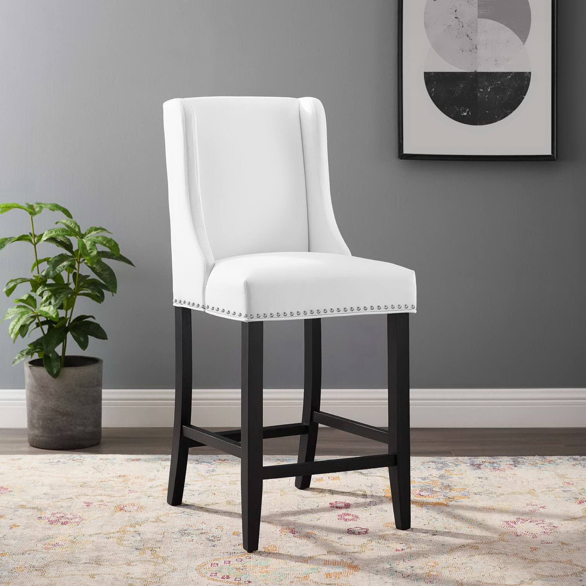 Alt View 2. Modway - Baron Faux Leather Counter Stool by Modway - White.
