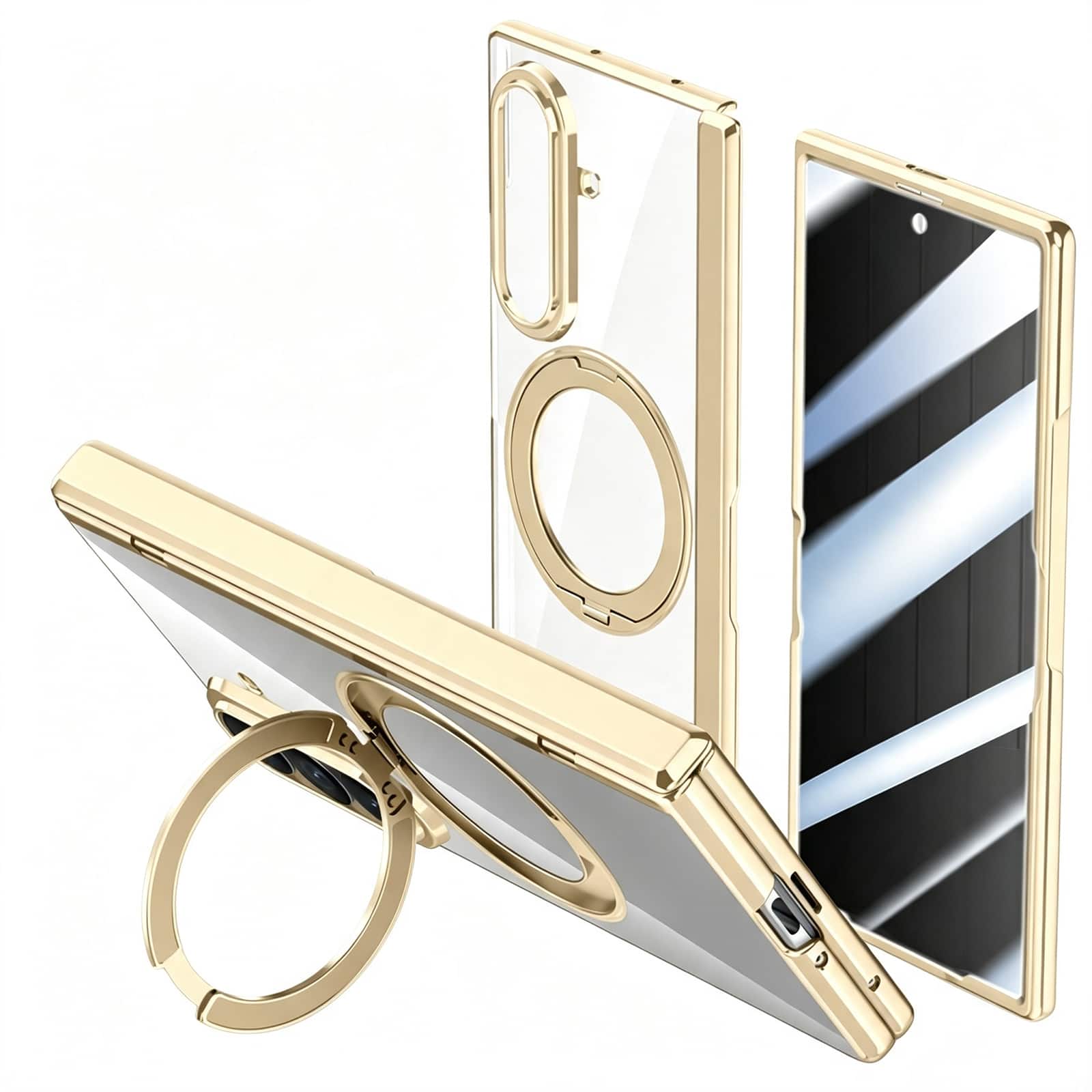 Dteck - for Samsung Galaxy Z Fold8 Ultra Magnetic Case, Built-in Screen Protector & Hinge Protection,Shockproof Hard PC Cover - Gold(Privacy Film) price history on PriceWatchPro