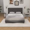 Front. Costway - Costway Queen Size Upholstered Platform Bed Tufted Headboard Mattress Foundation - Grey.
