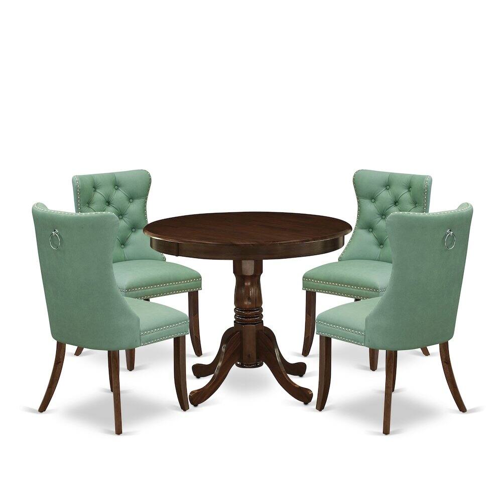 Angle. East West Furniture - 5 Piece Kitchen Table Set - Brown.