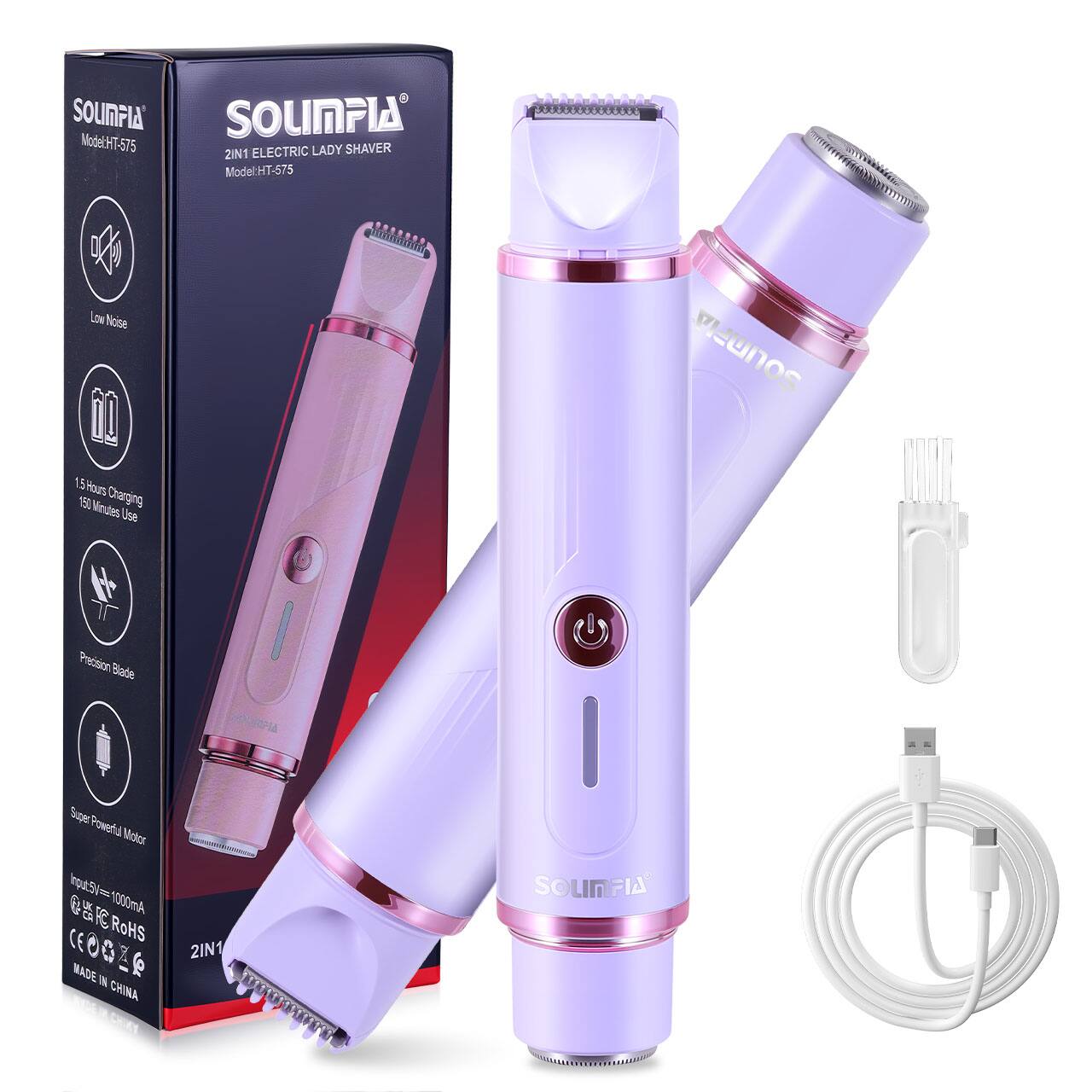 SOUMPIA SOUMPIA' Model HT-575 2IN1 ELECTRIC LADY SHAVER Model.HT-575

Low Noise 1.5 Hours 150 Minutes Charging Use

Precision Blade

Super Powerful Motor Am000 = Vesugnl 1000mA RoHS COOKE 2IN1 MADE IN CHINA

SOLIMPIA