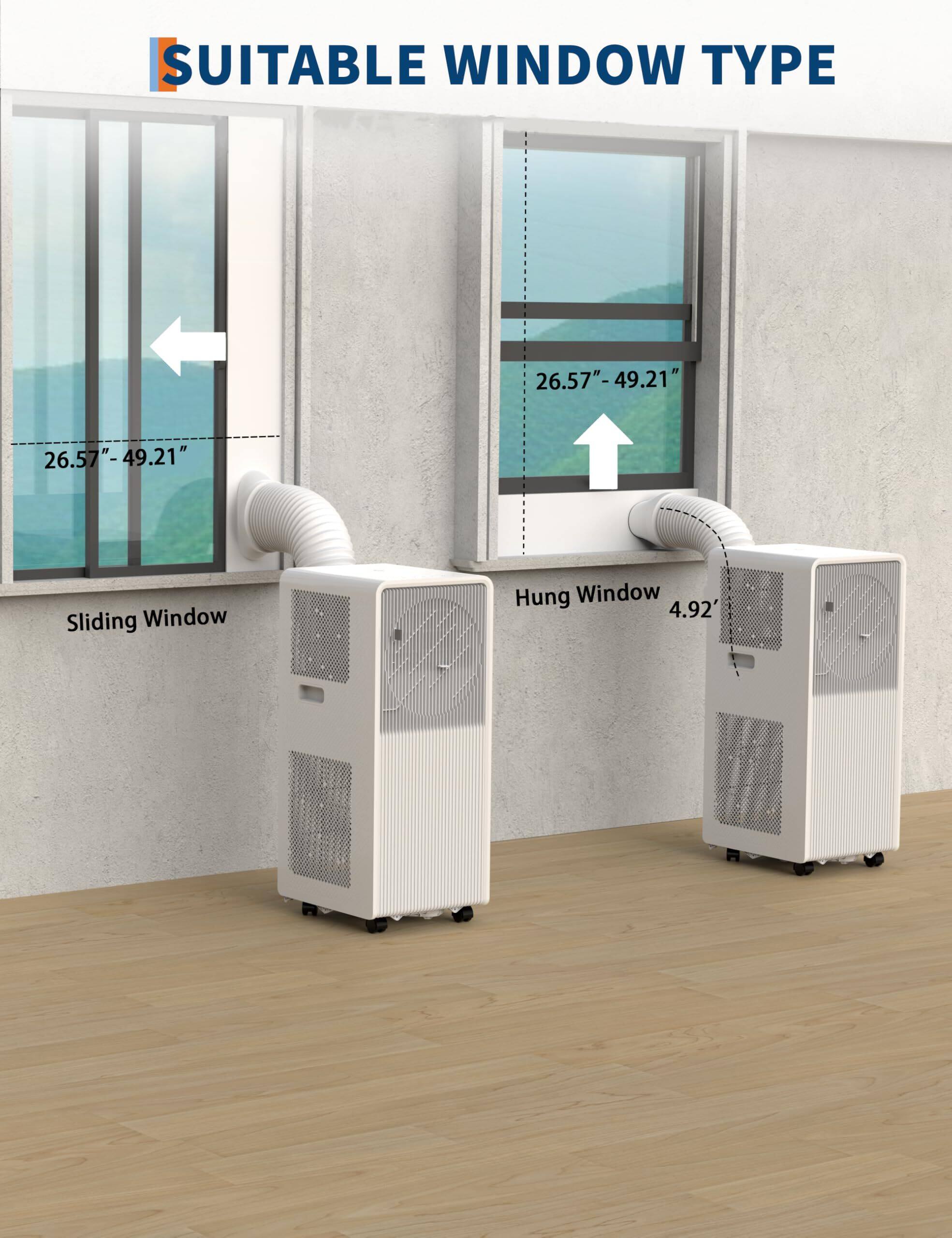 SUITABLE WINDOW TYPE

Sliding Window  
26.57" - 49.21"

Hung Window  
4.92'