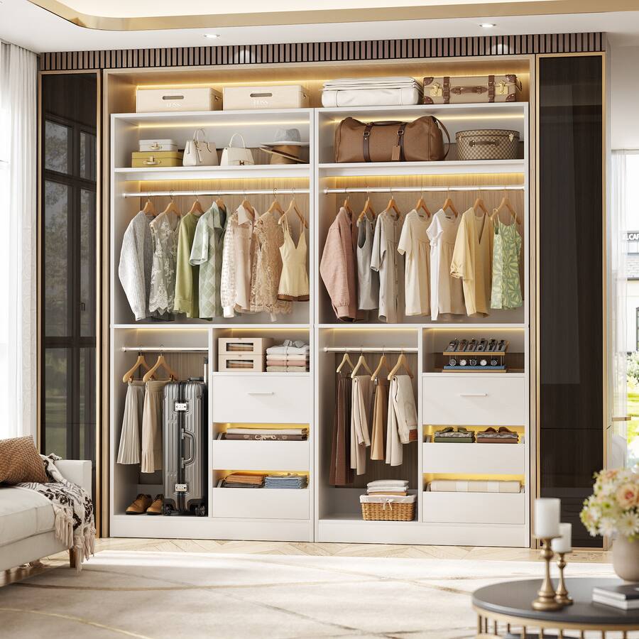 Aheaplus 2 Piece 72"Heavy Duty Closet Organizer System with 6 Drawers ...