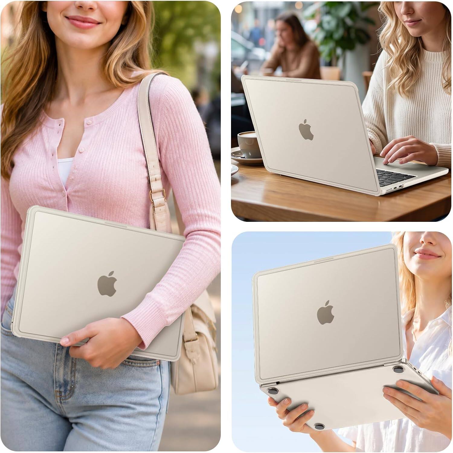 Alt View 3. mosiso - For MacBook Air 13 inch Case M5 A3449 M4 A3240 M3 A3113 M2 A2681 2026-2022, Hard Shell&Keyboard Cover&Screen Protector - Starlight.