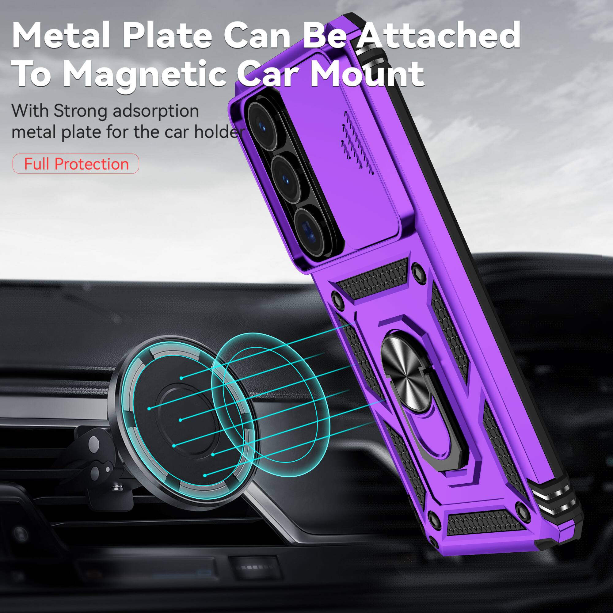 Metal Plate Can Be Attached To Magnetic Car Mount

With Strong adsorption metal plate for the car holder

Full Protection